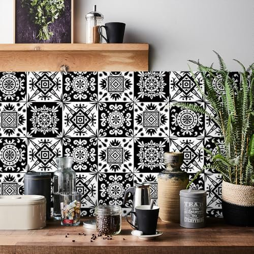 HORIWE Adesivi per piastrelle, a mosaico, 24 pezzi, in PVC, autoadesivi, impermeabili, per cucina, armadio, mobili, tavolo