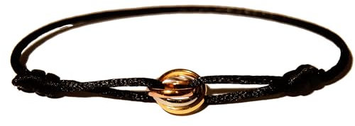 Parissy Tricolor Armband für Damen & Herren – Sterling Silber mit 18 Karat Weißgold, Roségold & Gelbgold – Verstellbar & wasserfest, Satinkordel – Schmuckbox inklusive (Mandarinenorange)