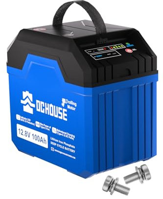 Batteria al litio portatile DCHOUSE 12V 100Ah 3.0 con Bluetooth, porte DC e Type-C, luce SOC, capacità 1280Wh, ideale per camper, motori da pesca alla traina, campeggio, barche