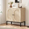 OPULENTHOME Rattan Sideboard, Küchenschrank Holz, Buffetschrank mit 2 Türen, Mit Verstellbarem Regal,Hoch Metallrohr Bein Design, für Wohnzimmer, Küche, Esszimmer, 80x40x83cm