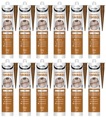 Bond It LAMI-MATE Flexible Sealant & Gap-Filler – 12x Teak, 285ml | Premium Sealant Filler for Timber & Laminate Flooring | Paintable & Stainable – Non-Shrinking – Interior & Exterior Use