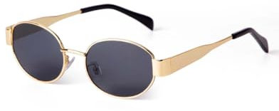 TPZORJX Gafas de sol retro Gafas de sol moda para hombres y mujeres Gafa de protección UV400 clásicas de moda de metal ovalado - lentes grises