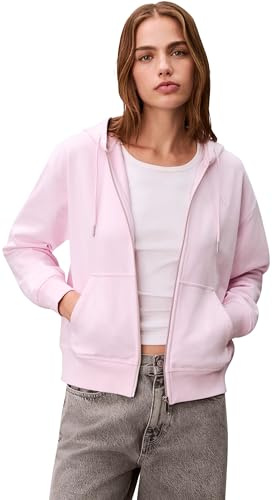 Calvin Klein Donna Felpa con Zip Archive Logo French Terry con Cappuccio
