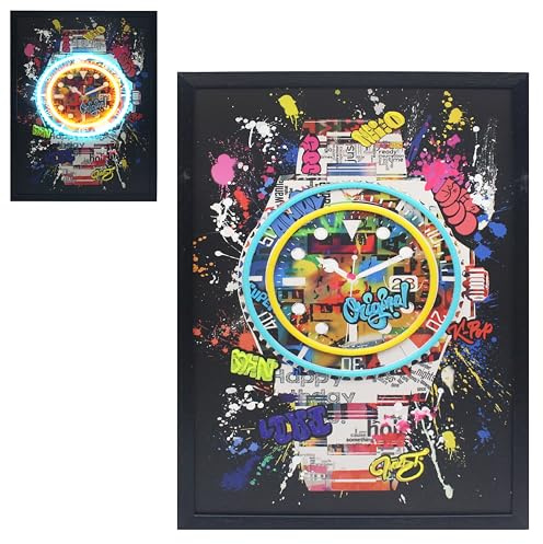 Lesser & Pavey Time Blaster Wall Art | Futuristic Neon Wall Sign with Retro Sci-Fi Clock Theme | Vibrant LED Light Display for Bedroom Lounge Bar or Office | Unique Decor for Time Travel Fans