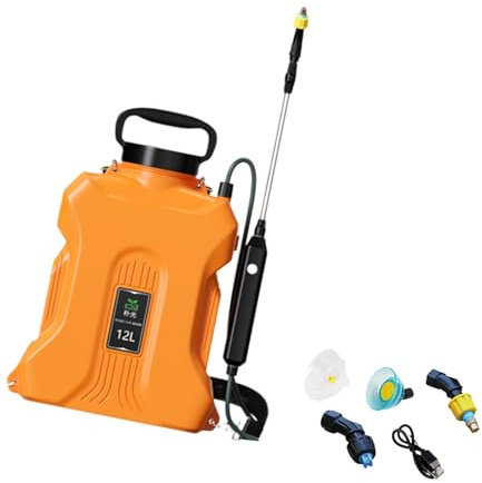 Aymzbd Pulverizador Eléctrico de 12 L para Uso Agrícola, con Mochila Y Accesorios de Riego, Naranja