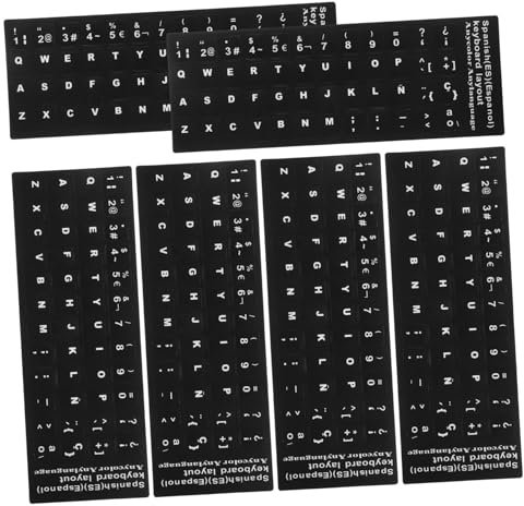 SHINEOFI 6 Blätter Wasserdichte Tastatur Aufkleber für Laptop Weiße Beschriftung für Pc Notebooks Desktops Langlebig Einfach Anzubringen
