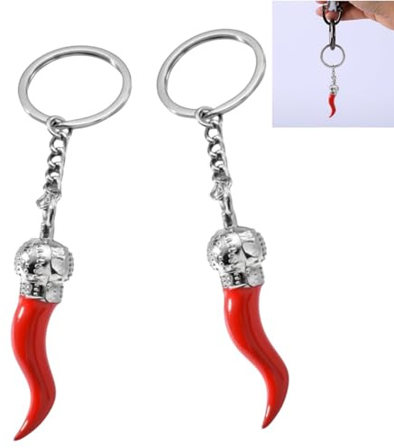 JFangZHZH Llavero ají Rojo,2 Piezas Llavero de Metal,Amuleto de la Suerte,Accesorio para Llaves,pequeño Chile Decorativo símbolo de Buena Suerte para Hombres y Mujeres,Lucksbringer