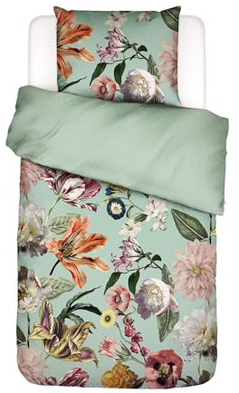 ESSENZA Bettwäsche Filou Subtle Green, 135x200 + 1x 80x80 cm - 100% Baumwollsatin 209TC - Blumen