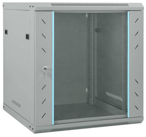 vidaXL Network Cabinet with Storage Grey 60 x 45 x 65 cm Steel