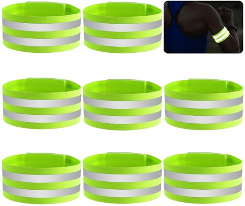 8 Stück Reflektorbänder Hosenklammer Fahrrad für Radfahren Joggen Outdoor | Elastisch Hosenschutz Fahrrad Reflektorband, Running Sicherheitsband mit Klettverschluss, Reflektierende Bänder