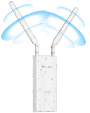 BrosTrend AX3000 Outdoor WLAN Verstärker mit Gigabit Port Hohe Reichweite | WiFi 6 5GHz + 2.4GHz, 802.3at PoE, IP65 Wetterfester WLAN Repeater mit Passive PoE Injektor, für Garten, Hof, Starlink, XE2