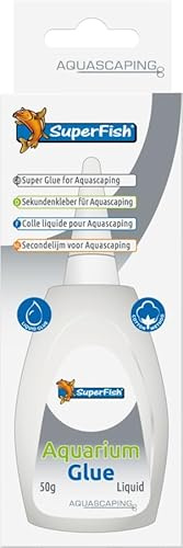 Superfish Colle Liquide pour Aquascaping, 50g, Super Glue pour Bois Flotté, Corail, Pierre, Céramique, Plantes et Mousses