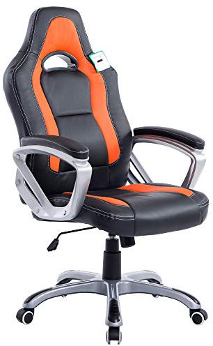 Cherry Tree Furniture Designed Racing Sport Swivel Office chair Computer Desk Chair (Black & Orange)