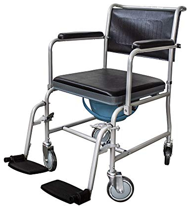 Mobiclinic, Toilettenstuhl mit rollen, Ancla, Europäische marke, Toilettensitz für ältere und behinderte, Wc sitz, Klappbare armlehnen, Abnehmbare fußstützen, Deckel, Grau