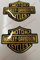 Logo Emblem Aufkleber, Paar geharzte Aufkleber, 3D-Effekt. Für Tank oder Helm. Schwarzes Gold