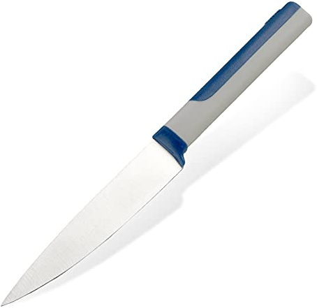 Tasty Utility Knife, Japanese Steel Blade, Sharp Fruit Knife, 11.5cm, Peeling Knife, Kitchen Knife, Soft-Ergonomic Handle, 23.2x2.2x1.2cm, Colour Dark Blue & Light Grey