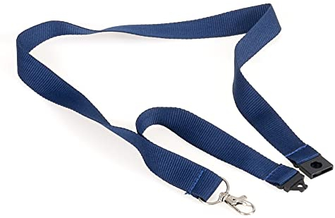 EUROPEL Schlüsselband 20mm, Karabiner, Sicherheitsverschluss, Kartenhalter,für Messe, Veranstaltung, Burö, Blau, 10 Stück.
