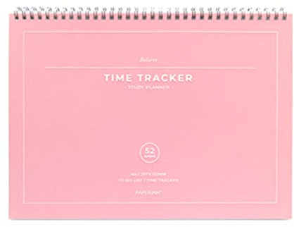 PAPERIAN Believe TIME Tracker - A4 Size Wirebound Undated Study Planner/to do List/Scheduler (Pink)