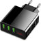 Eaxus® USB Ladegerät 3A - 3 Port Handy Netzteil mit LED-Display & Schnellladefunktion, Schwarz