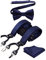 HISDERN Navy blau Hosenträger und Fliege Set für Herren Einstecktuch Y Style hosenträger Plaid mit 6 Starken Clips Einstellbar für Anzug