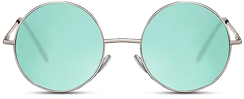 Cheapass Gafas de Sol Redondas Doradas Metálicas Festival Gafas de sol con Verde Cristales Translúcidos UV400 Hombres Mujeres