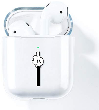 AKABEILA Cover AirPods Silicone, Custodia AirPods 2 Trasparente, Compatibile con Apple AirPods 2 & 1 Cover Custodia Protettiva per Air Pods [LED Frontale Visibile] Carino Protettiva, Dita