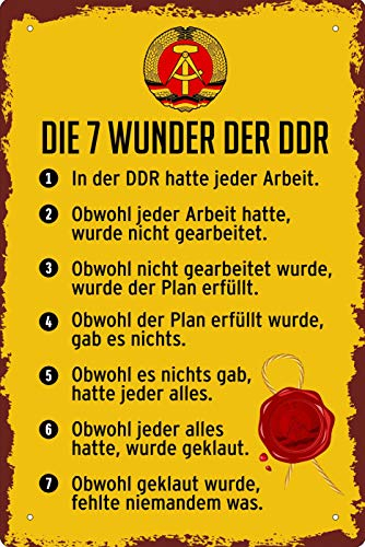 Geschenkeparadies 24 Deko Blechschild 20x30cm Die 7 Wunder der DDR