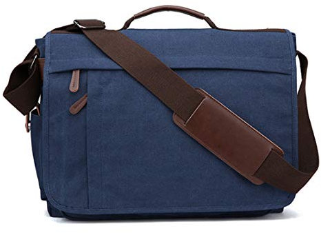 Businesstasche Aktentasche Männer Handtasche, Messenger Bag for Männer, Weinlese-Wasser-beständige Waxed Canvas Satchel Laptoptasche Schultertasche mit gepolstertem Schultergurt Jungen Messenger Schul