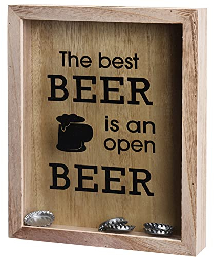 Galvog® Boîte décorative en bois pour bouchon de vin, bouchons de bière, verre transparent avec trou sur le dessus (bouchon de bouteille)