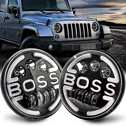 17,8 cm (7 Zoll) LED-Scheinwerfer mit Halo, 300 W, Angel Eye, DRL, Blinker, Bernstein/Fernlicht, mit Wrangler LJ TJ CJ JK Hummer H1 H2 Davidson Motorrad
