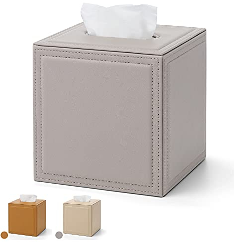 Vlando Kosmetiktücherbox Groß mit Deckel, Tücherbox Faux-Leder, Taschentuchbox Feuchttücherspender für Papiertücher, Taschentücher in Restaurant, Hotel, Büro, Auto, Haushalt