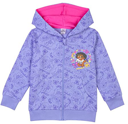Disney Encanto Girls Hoodie, Mirabel Zip Up Hoodie Jumper for Girls, Ages 3 to 10 Years (5-6 Years) Lilac