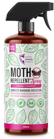 Moth Repellent Spray 200ml | Effectively Repels Clothes Moths | Long Lasting & Effective Natural Formula | Complete Wardrobe Protection | Non-Staining | Double Strength | Fast Acting