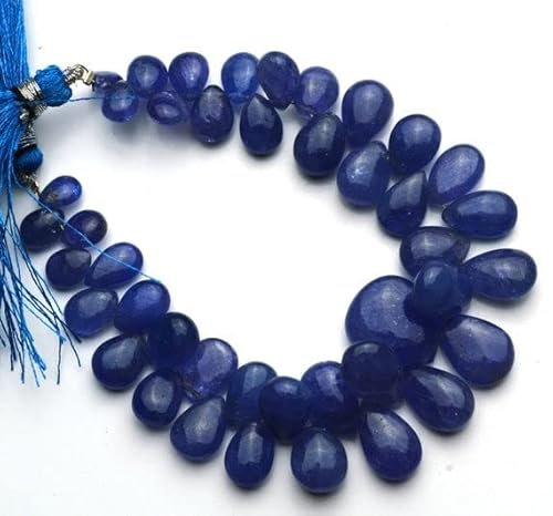 LKBEADS 1 Strand Natural Tanzanite Gemstone 5x8 to 13x15MM Smooth Pear Shape Briolettes 7 Inch