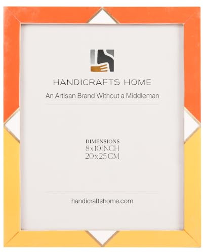 Handicrafts Home Handmade Resin Inlay Orange Picture Frame Brass Decor, 8x10