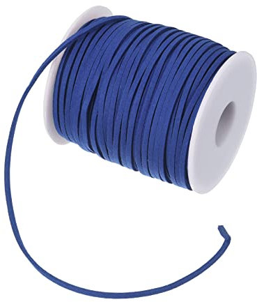 PATIKIL Suede Cord with Roll Spool 3mm 50 Yard, Flat Faux Leather Lace for Necklace Bracelet Jewelry Making Beading DIY Crafts, Dark Blue