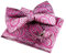 Alizeal Herren Paisley Fliege, Einstecktuch und Manschettenknöpfe Set, 016-Rose Pink, Einheitsgröße
