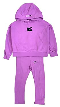 NIKE -Tuta COMPOSTA da Felpa E Leggings -Felpa con Cappuccio -Felpa con Orlo E Polsini A Coste -Felpa con Logo Leggings con GIROVITA Elastico Viola Lilla 6-7 Anni