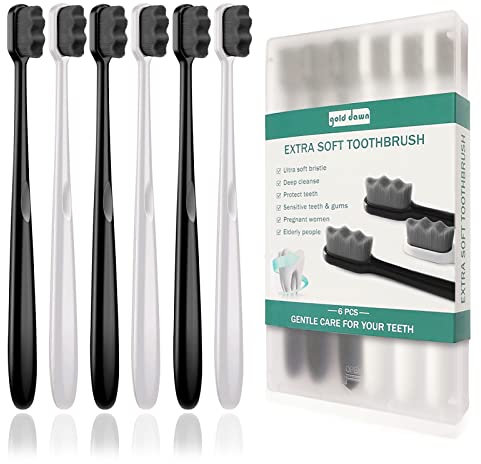 GoldDawn Extra weiche Zahnbürste für empfindliche Zähne und Zahnfleisch, Mikrofell-Handzahnbürste mit 20.000 ultraweichen Borsten, hervorragende Reinigungswirkung, perfekt für Erwachsene und Kinder (6
