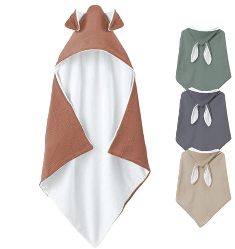 Monsieur Bébé - Baby-Badetuch Innenseite 100% Baumwolle - 75 x 75 cm - Kaninchen