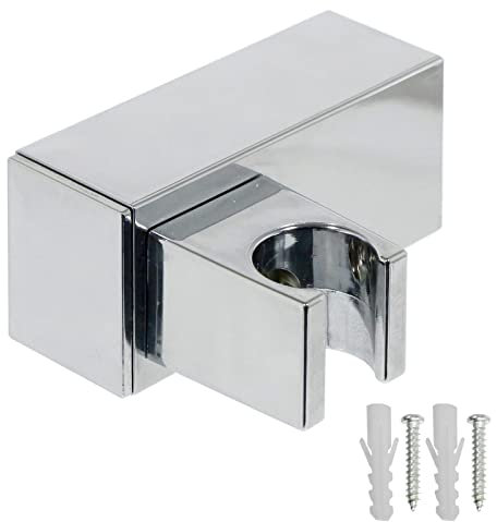 SPARES2GO Wall Clamp Compatible with Grohe Shower Head Adjustable Square Angled Chrome Bracket Handset Holder