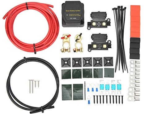 Kit de Relais Sensible à la Tension Aramox, Kit D'isolateur de Batterie Double 140 A 12 V Kit de Relais Sensible à la Tension de Protection Haute Basse Tension pour Voitures RVS