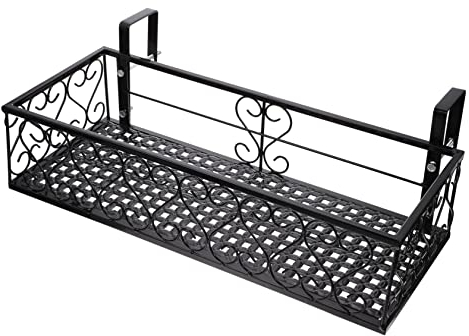 Healeved 1stk Balkon Blumenständer Geländer Anlage Balkon Korb Regal Blumenregal Aufhängen Blumentöpfe Zum Aufhängen Balkon Blumenregal Blumenkastenhalter Metall Eisen Hängend Behälter