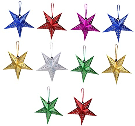 DOITOOL 10 Stk Hängende Sterne Selber Machen Origami-lampenschirm Deckenlampen-abdeckungsschirm Led Außenstern Deckenleuchtenschirm Pentagramm-laterne Puzzle Sternform Hängendes Papier 3d