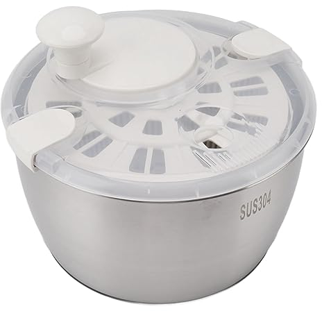 Essoreuse à Salade en Acier Inoxydable, Laver, Essorer et Sécher les Salades Vertes, Fruits et Légumes, Essoreuse à Laitue Manuelle Rapide, Sèche-légumes, Lave-fruits