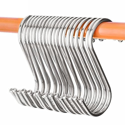 DONJIM 30 Pezzi Ganci a S 9,5 cm, in Acciaio Inox Forma di S Multiuso per Cucina, Bagno, Guardaroba - Appendere