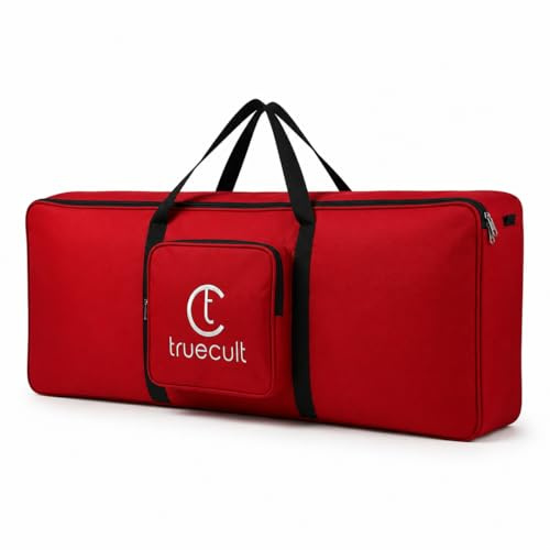 True Cult 37 Key Keyboard Bag, Compatible, with Yamaha, PSS-E30, PSS-F30 & Casio 37 Keys Keyboard, | Padded Polyester Keyboard Case, | Waterproof Dustproof Carry Bag, with Shoulder Strap | Red
