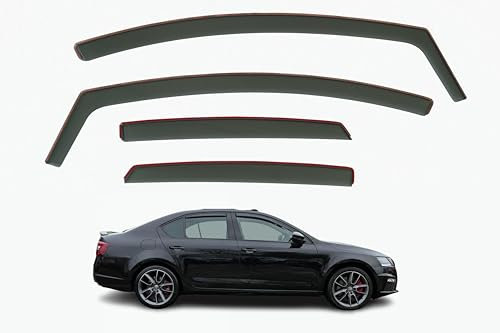 Set Of 4 Wind Deflectors Compatible with SKODA OCTAVIA 5-door Hatchback/Liftback 2013 2014 2015 2016 2017 2018 2019 Models.