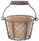 degawo Blumen Topf im Draht Korb mit Henkel aus Aged Terracotta, Weichstahl und Holz