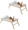 Set 2 Tavolini da Letto Pieghevole, Vassoio da Poltrona, Colazione, Pieghevole in Legno Faggio, Gambe Ripiegabili, 33x50x21.5hcm (Naturale)